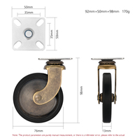Chariot à repas Roue de meuble Roulette de restaurant Roulette de chariot de 3 pouces Roues de 75 mm Plusieurs surfaces Processus au choix