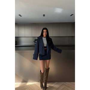 Gabardina Larga Impermeable para Mujer, Color Azul Marino, Marca Claris, Acolchada de Algodón, Doble Botonadura con Decoración de Botones, Estilo Casual para Invierno - Product Image 3