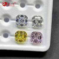 Zircon synthétique de haute qualité en stock, grade 5A, forme octogonale, blanc G, blanc clair, rose clair, jaune, taille Asscher