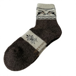 Wholesale <b>Women</b> Crew <b>Socks</b> 100% <b>Wool</b> Knitted Winter Warm Animal Print Thermo Thick Regular Style Daily Use - Product Image 4