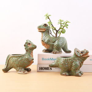 Pot de fleurs créatif en céramique en forme de dinosaure pour plantes succulentes, mini bonsaï, <span class=keywords><strong>cactus</strong></span>, micro-paysage pour la maison et le bureau - Product Image 2
