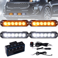 Luces Estroboscópicas de Montaje Superficial Raryloy Nuevas en Ámbar y Blanco para Camiones, Autos y Vehículos, Mini Luz Intermitente para Parrilla, Ultra Delgada, Impermeable IP65, 12V