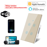 Interrupteur mural intelligent WiFi 1/2/3/4 gangs 110V 240V, PC ignifuge, tactile, compatible Alexa Smart Life pour contrôle vocal via APP, norme AU/IT
