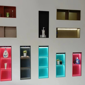 Venta Directa de Fábrica, Nichos de Ducha Esquineros Empotrados de Acero Inoxidable con Interruptor Táctil, Estante para Baño de Hotel, Diseño Moderno - Product Image 5