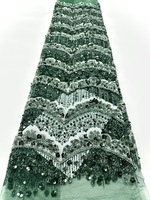 Lavande violet vague bord gland Sequin perlé broderie tissu maille tissu danse Couture robe de mariée fête robe de soirée