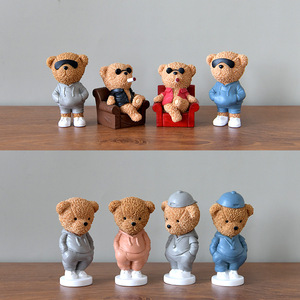 Teddy Bear Figurine Resin Craft Desktop Ornament Handmade Animal Shape Home Decoration Gift - Product Image 4