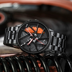Drop Shipping Personality Quartz Watches <b>Car</b> Wheel Rotating Watch Trendy for Men Reloj <b>Car</b> Flywheel Hollow Waterproof Wristwatch - Product Image 3