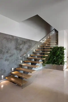 CBMMART Escalier d'intérieur en bois en U à limon unique sur mesure