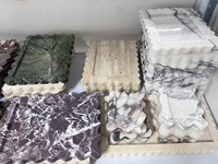 Stonekocc plateau à bord festonné grand rectangle oblong servant Cachall plateau en marbre travertin de pierre de luxe plat vert rouge