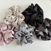 2025 Coréen Haut de gamme, Élastique à cheveux en satin perlé épais, Fleur à cheveux en tissu double couche, Corde à cheveux couleur unie, Bandeau pour queue de cheval basse