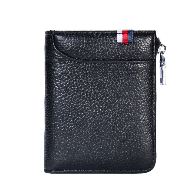 Genuine Leather Luxury Men Wallets Fashion Short Design Card Holder Men Leather Purse Solid Coin Pocket High Quality Male Purse