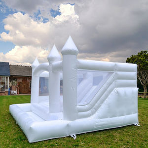 מסחרי אופנתי לבן מתנפחים טירה עם בית קופצני שקופיות לחתונות ואירועים - Product Image 3