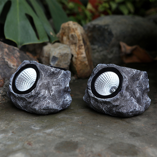 Waterproof Solar Lights Outdoor Garden for Lawn Decoration Resin LED Landscape Lighting Simulated Stone Lights Pathway