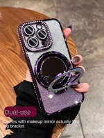 Étui de téléphone magnétique transparent avec miroir brillant électro-plaqué de luxe pour iPhone 17 Air 16 15 14 13 12 Pro Max, coque diamant