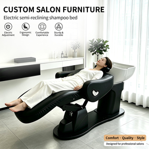 Sillón Eléctrico Portátil para <span class=keywords><strong>Lavacabezas</strong></span> <span class=keywords><strong>de</strong></span> Salón con Ajuste por Pedal, Respaldo y Reposapiés, para Peluquería y Masajes, con Calefacción - Product Image 1