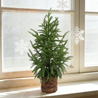 MEICHUANGHUI Mini sapin de Noël artificiel en panier de rotin, sapin de Noël de bureau en gros