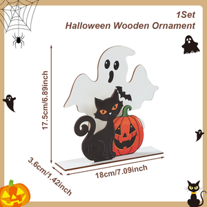 <strong>Halloween</strong> Wooden Tabletop Decoration Wooden Decoration, Ghost, Black cat and Pumpkin Design, Indoor <strong>Halloween</strong> Table <strong>Dec</strong> 2026 - Product Image 5