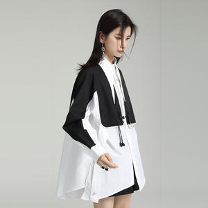 Chemise mi-longue à boutons pour femme, vêtement <span class=keywords><strong>blanc</strong></span> surdimensionné - Product Image 2