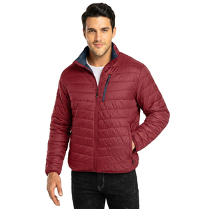 Veste d'hiver matelassée en duvet pour homme avec logo personnalisé, légère, chaude, en toile, col montant, logo sur le devant - Product Image 1