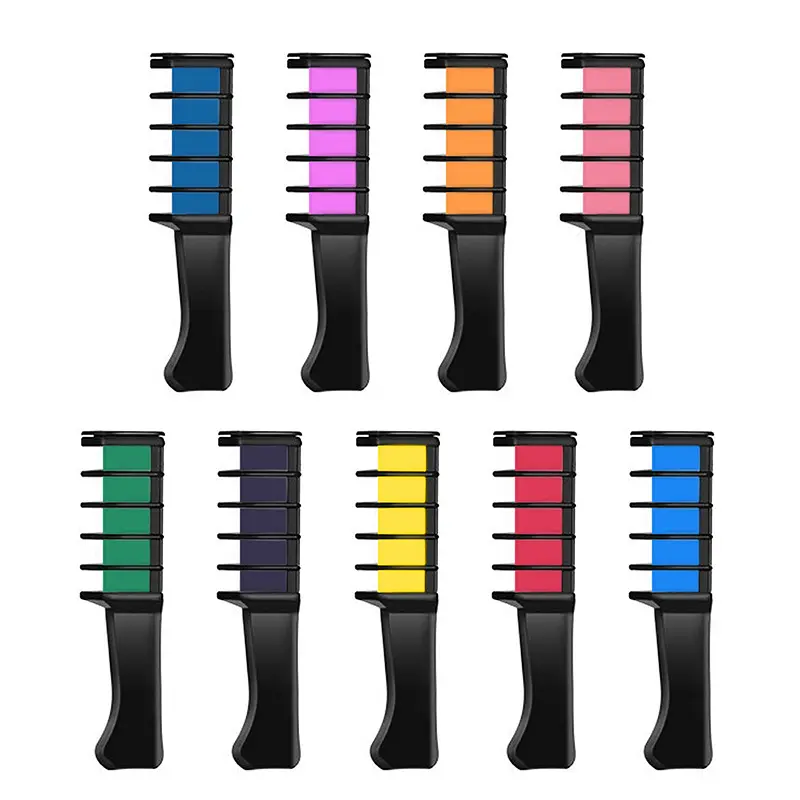 Juego de Peine de tiza para el cabello barato, gran oferta, 6/8/10 colores, tinte para el cabello lavable seguro para niños, tiza, peines temporales de Color para el cabello para fiesta, Cosplay