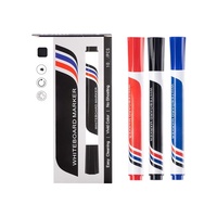 Marqueurs pour tableau blanc effaçable à sec, 3 couleurs (noir/rouge/bleu), grande capacité, sans traces, pointe en fibre lisse pour le bureau, l'école