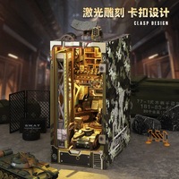 Kit de construction en bois 3D stéréo de base militaire DIY, maison de livres, micromodèle, jouet pour les plus de 14 ans, cadeau d'anniversaire