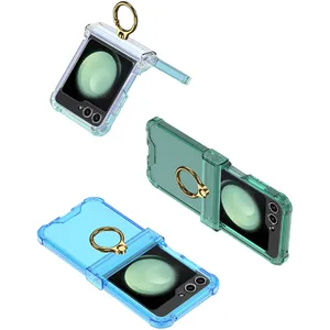 Soporte de anillo de silicona Funda transparente para Samsung Galaxy Z Flip 3 4 5 5G Flip3 <span class=keywords><strong>Flip4</strong></span> Bisagra Protección todo incluido Flip5 Funda de lujo - Product Image 6