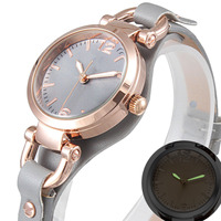 Jam Tangan Wanita Rose Gold Quartz OEM Tali Kulit Modis Casing Aloi Kaca Dial Seiko Reloj Mujeres Pulsera Gelang
