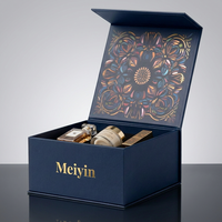 Boîte à fermeture magnétique bleu foncé personnalisée, boîte en papier rigide pour montre homme, boutons de manchette, emballage cadeau d'anniversaire