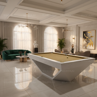 Table de billard de luxe américaine en chêne massif pour 8 joueurs, personnalisable, avec coussin en ardoise, poches en cuir véritable et tissu en laine de haute qualité