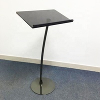 Podio de Acrílico Transparente, Moderno y Minimalista, con Base de Acero Inoxidable, Atril de Cristal, Púlpito de Iglesia, Mueble de Teatro, Plegable, para Exteriores