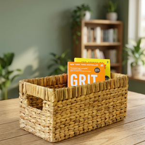 MAURI S Natural Water Hyacinth Storage <b>Basket</b> Handmade Woven Organizer Bin Decorative <b>Shelf</b> <b>Basket</b> Home Office Magazine Book - Product Image 4