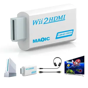 Konverter Wii Ke HDMI Full HD 1080P, Konverter Wii Ke HDMI Adapter dengan Jack Audio 3.5Mm untuk Semua Mode Tampilan Wii
