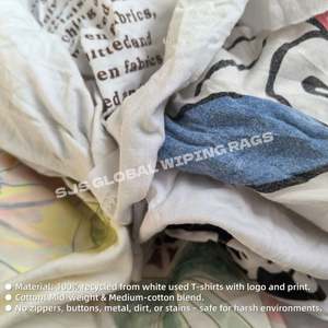 Trapos de Algodón de Grado Industrial, Paños de Limpieza de Alta Calidad, Trapos de Camisetas Blancas Estampadas a Precios Accesibles - Product Image 4
