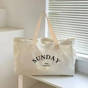 Sac à provisions en toile de coton aéré réutilisable pour les courses quotidiennes à proximité des magasins et des promenades décontractées après le travail - Product Image 1