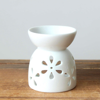 Porcelaine 7*9CM blanc évider mignon 50Ml porte-bougie chauffe-plat encens arôme petit brûleur à mazout chauffe-cire en céramique brûleur de fusion