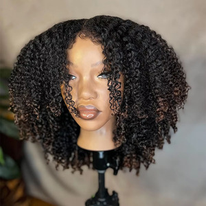 วิกผมมนุษย์แบบ Afro Curly ขนาด 250% สำหรับ<span class=keywords><strong>ผู้หญิง</strong></span> แบบ Pre Plucked 13x4 พร้อมผมด้านหน้าแบบ Pre-Cut Lace วิกผมสีน้ำตาลออมเบรแบบไม่ต้องใช้กาว - Product Image 2