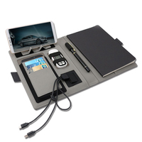 Reliure USB pour ordinateur portable A5 en cuir 8000mAh à chargement sans fil, rechargeable et réutilisable, avec logo personnalisé