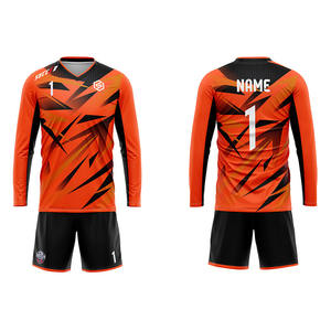 Jersey Tim Sepak Bola Anak Dewasa, Seragam Jersey Tim Sepak Bola Lengan Panjang Oranye Cepat Kering - Product Image 1