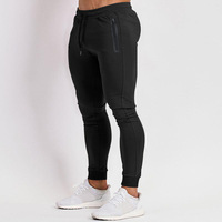Pantalon de jogging respirant pour homme, taille élastique, logo personnalisé imprimé, polyester tissé, séchage rapide, fermeture éclair, grandes tailles