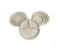 Barquette à salade à trois compartiments en fibre de coque de riz écologique pour restaurants et événements, logo personnalisable, jetable, résistante à l'eau