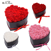 Roses éternelles pour la Saint-Valentin et la Fête des Mères, 16 roses dans une boîte en forme de cœur, cadeau