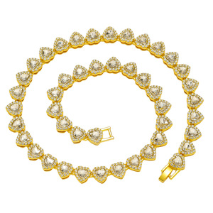 Nuevo Collar de Cadena con Diseño Simple y Lujoso, con Corazón Empalmado, Estilo Hiphop, Chapado en Oro y Plata, para Hombre, Joyería de Moda - Product Image 1