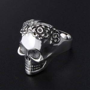 Skull <b>Ring</b> Men's <b>Titanium</b> Steel Index Finger Punk Jewelry SA395 - Product Image 3