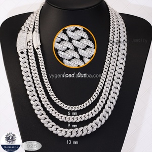 Chaîne cubaine Ice Out de 6 mm, 9 mm, 13 mm, prête à être expédiée, chaîne en moissanite, argent S925 plaqué or blanc, chaîne hip-hop, bijoux hip-hop - Product Image 6