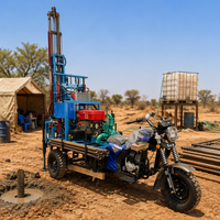 Foreuse hydraulique rotative diesel à trois roues pour puits d'eau, portable, profondeur max. 200 m, pour usage agricole et de construction