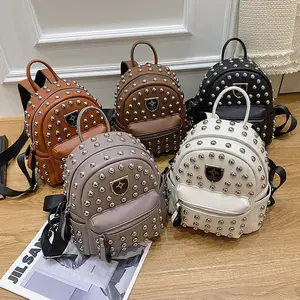 Factory Wholesale Rivets Backpack Young Lady Designer Small Backpack For Women Rivets Backpack For Young Lady