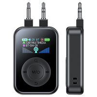 Émetteur double pliable avec prises jack 3,5 mm, conçu pour l'avion, écrans LCD couleur affichant le nom des appareils associés et les paroles des chansons