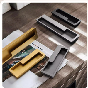 Modern Recessed Cabinet Handle Aluminum Alloy Rectangle <b>Black</b> Gold Concealed Door Pull For Wardrobe Cabinet - Product Image 3