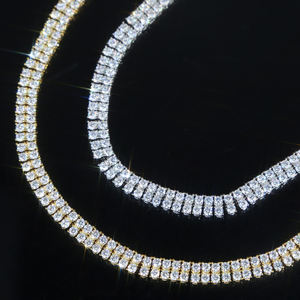 Iced out bling mariage fiançailles femmes bijoux plaqué argent <span class=keywords><strong>double</strong></span> <span class=keywords><strong>rang</strong></span>ée tennis <span class=keywords><strong>collier</strong></span> <span class=keywords><strong>ras</strong></span> <span class=keywords><strong>du</strong></span> <span class=keywords><strong>cou</strong></span> - Product Image 5